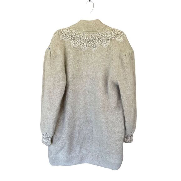 Vintage Gizel Sweater Coat White Beaded Angora Rabbit Hair Cardigan L/XL New - Picture 10 of 13